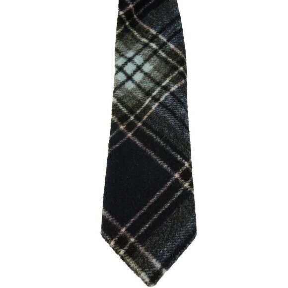 Penguin Wool Blend Plaid Tie Gray Blue Pink Necktie Slim 2 1/4in - Picture 2 of 8